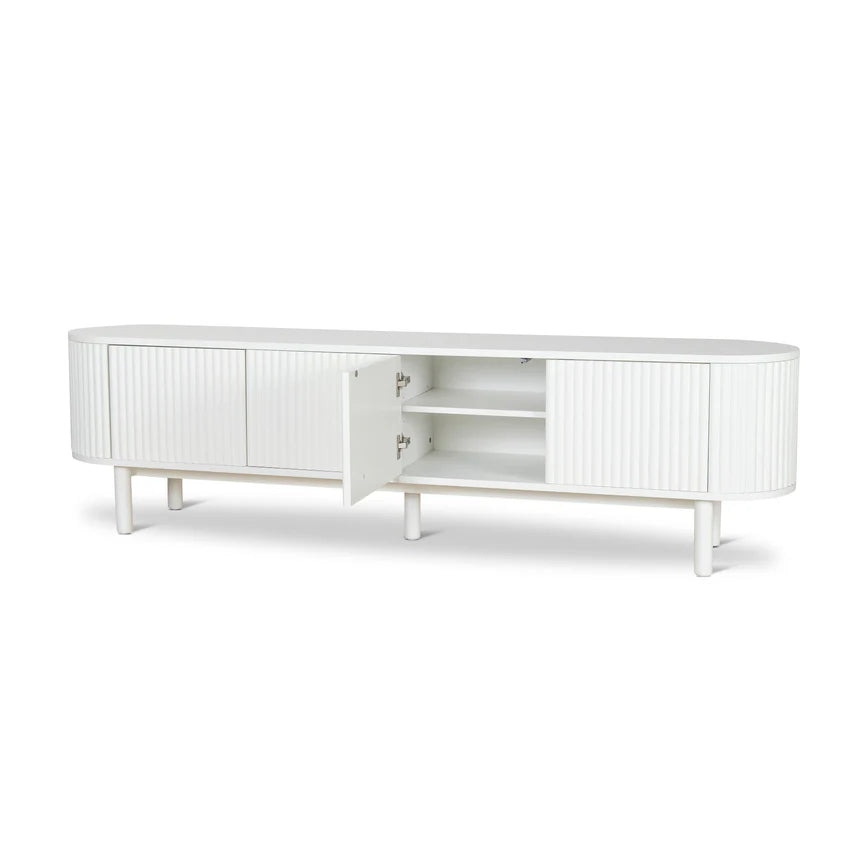 Timeless White Contemporary Chic Entertainment Unit - 200cms