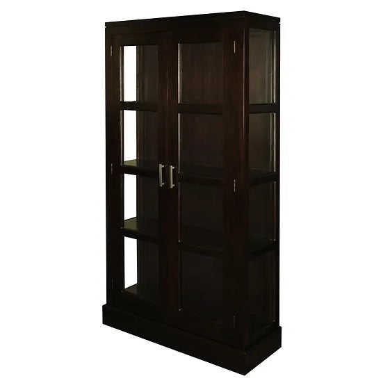 Timeless Wooden 2 Door Display Cabinet - Dark Brown