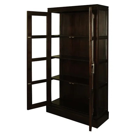 Timeless Wooden 2 Door Display Cabinet - Dark Brown