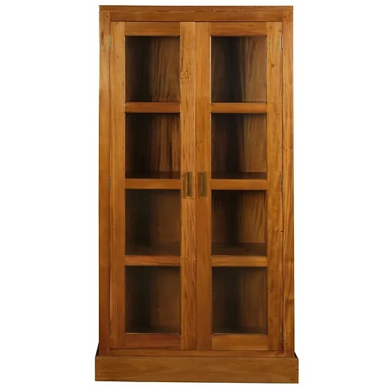 Timeless Wooden 2 Door Display Cabinet - Light Brown