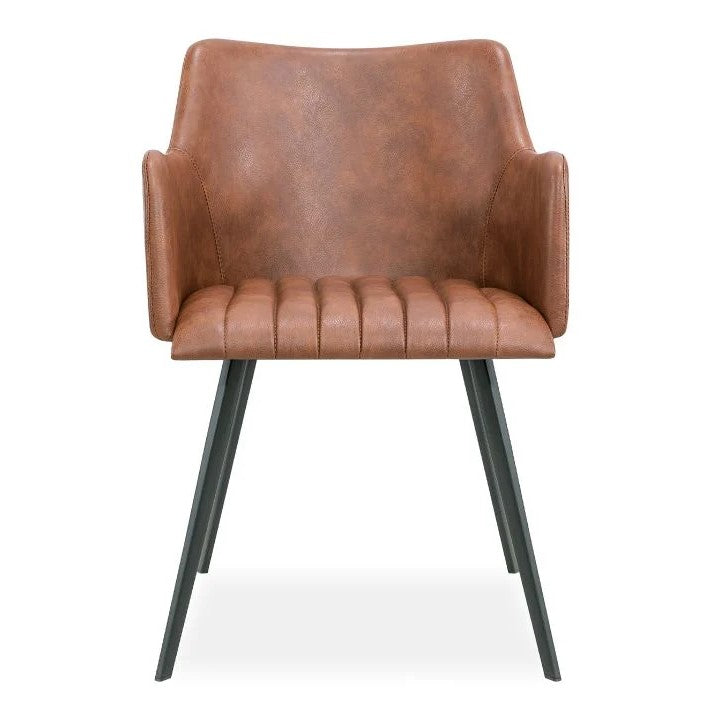 Titanium Comfort Metal Dining Armchair - Brown