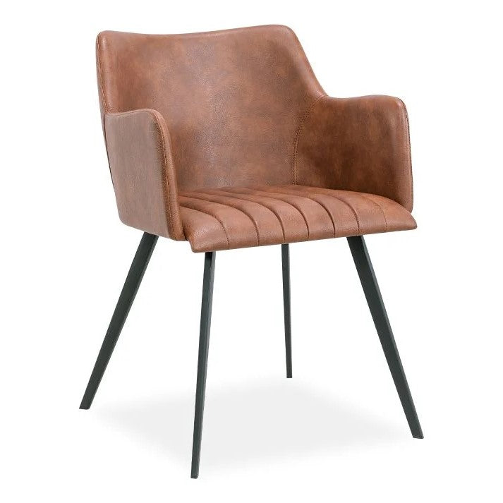 Titanium Comfort Metal Dining Armchair - Brown