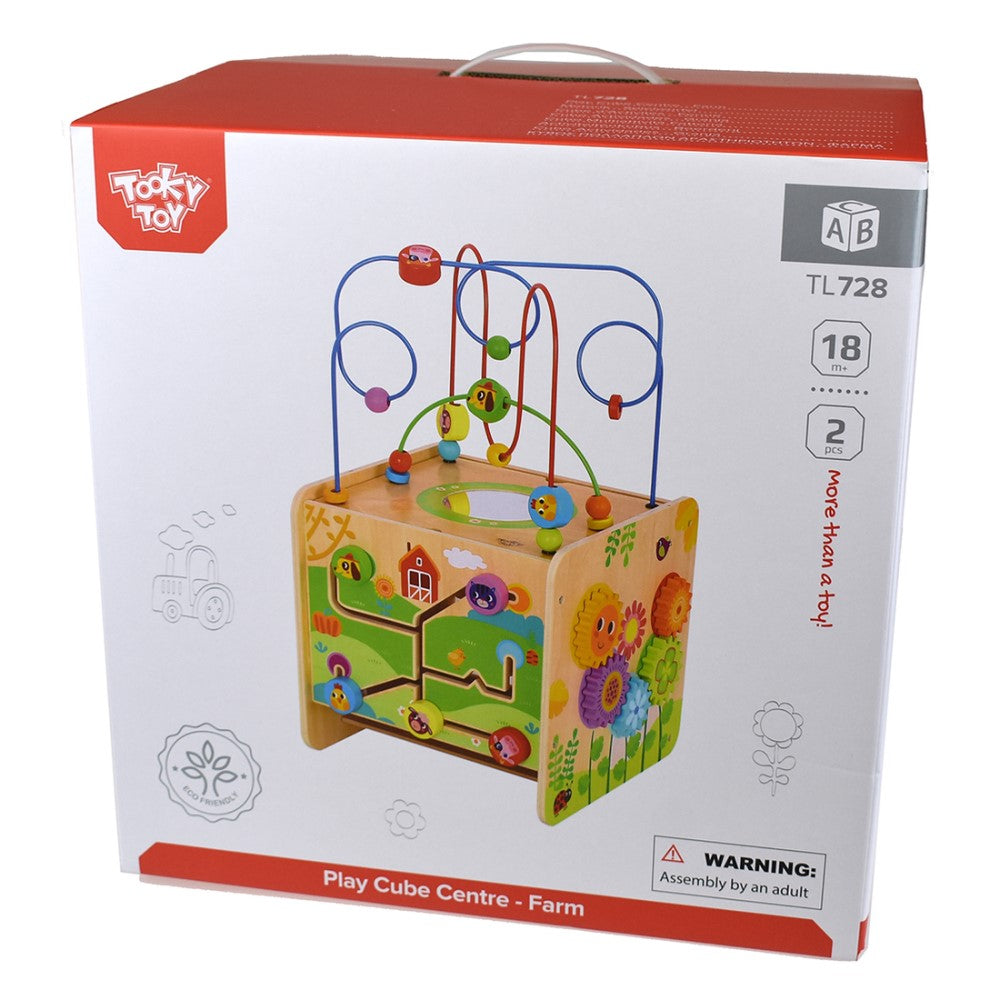 Toddlers Interactive Wooden Play Cube - Farm