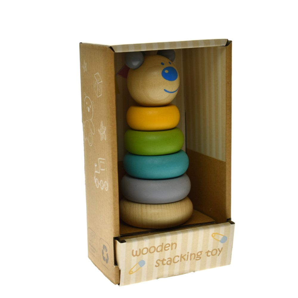 Toddlers Wooden Animal Stacking Rings Tower - Bear