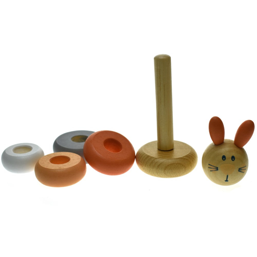 Toddlers Wooden Animal Stacking Rings Tower - Rabbit