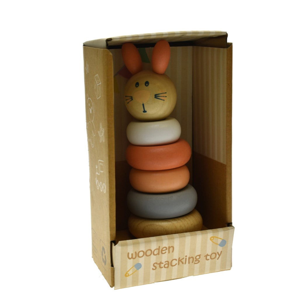 Toddlers Wooden Animal Stacking Rings Tower - Rabbit