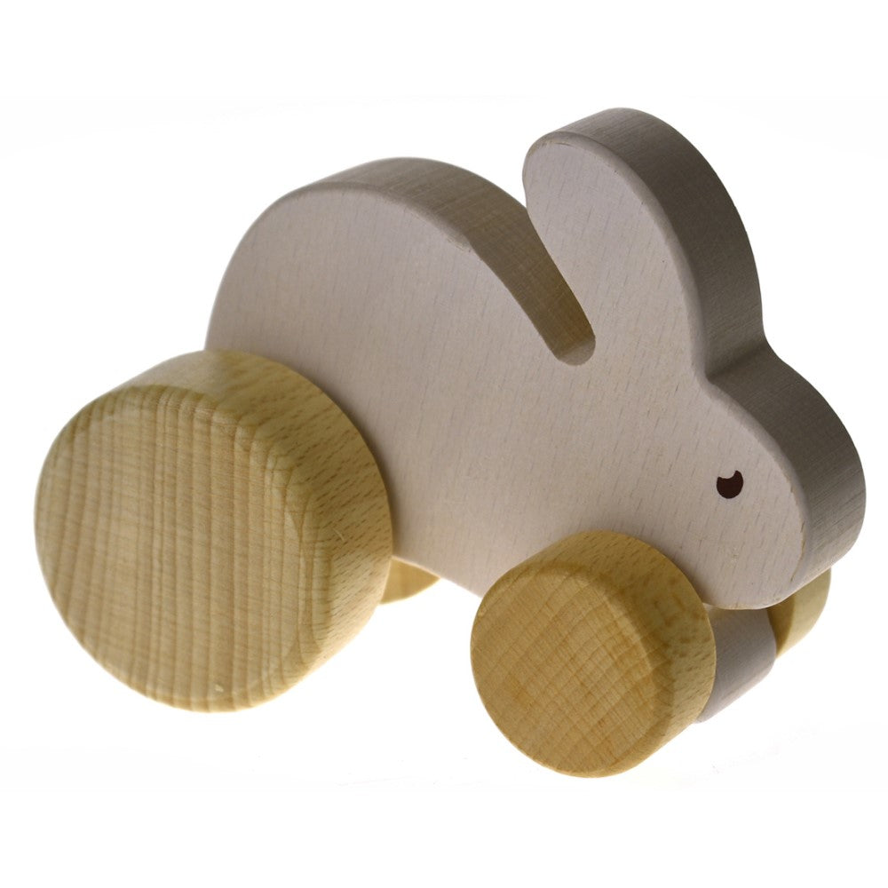 Toddlers Wooden Rabbit Pull Car Toy