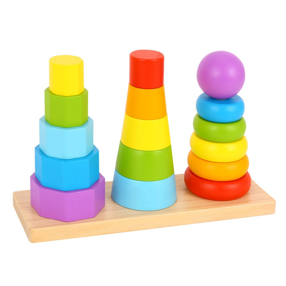 Toddlers Wooden Stacking Block Game - Set of 3