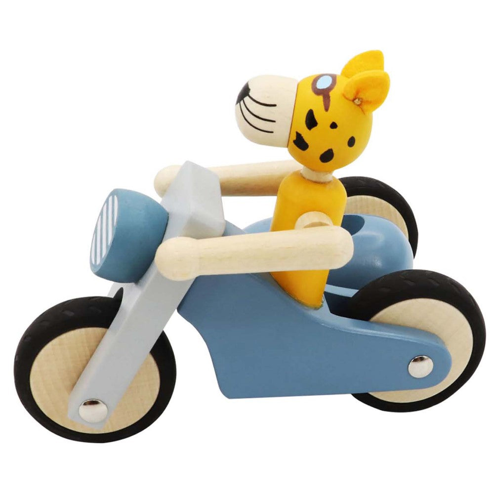 Toddlers Wooden Tricycle Toy Leopard Rider - Blue