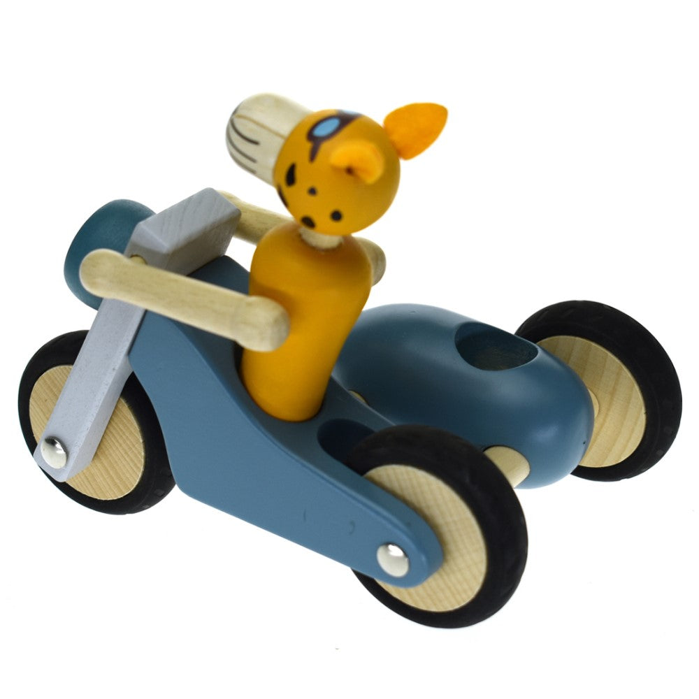 Toddlers Wooden Tricycle Toy Leopard Rider - Blue