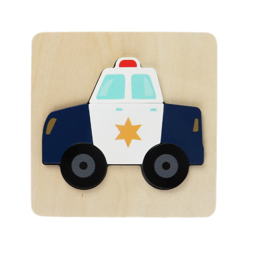 Toddlers Wooden Vehicle Puzzle Police Car