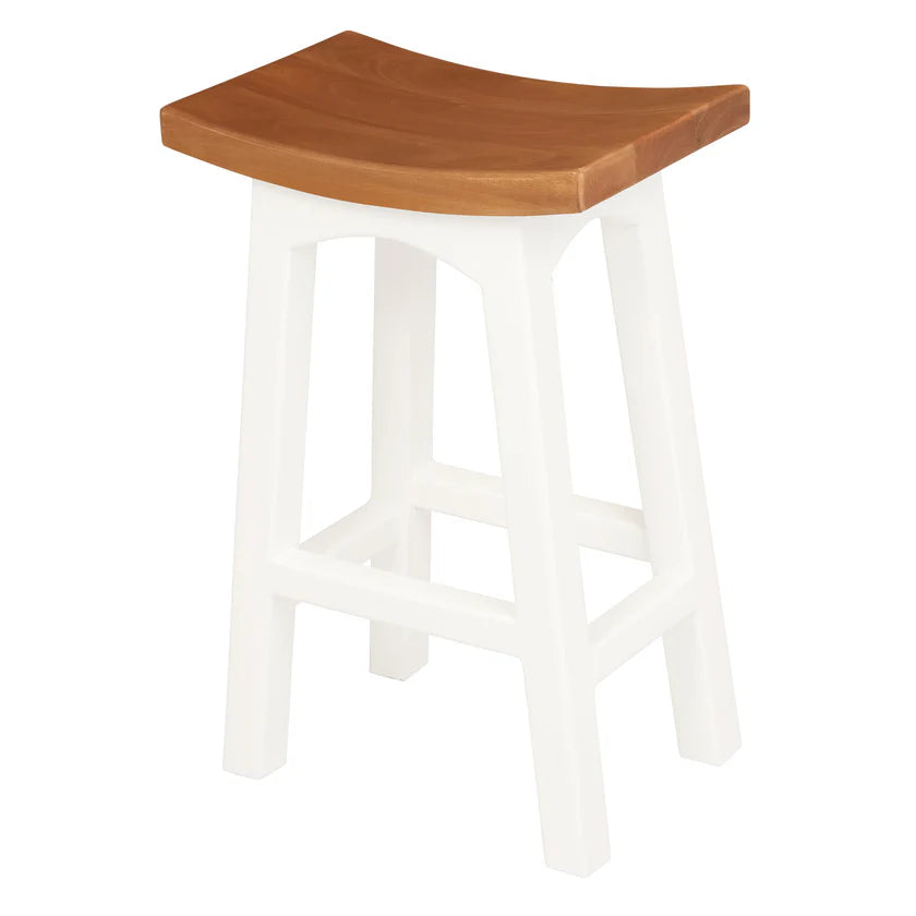 Tokyo Solid Timber Kitchen Counter Stool - White Caramel