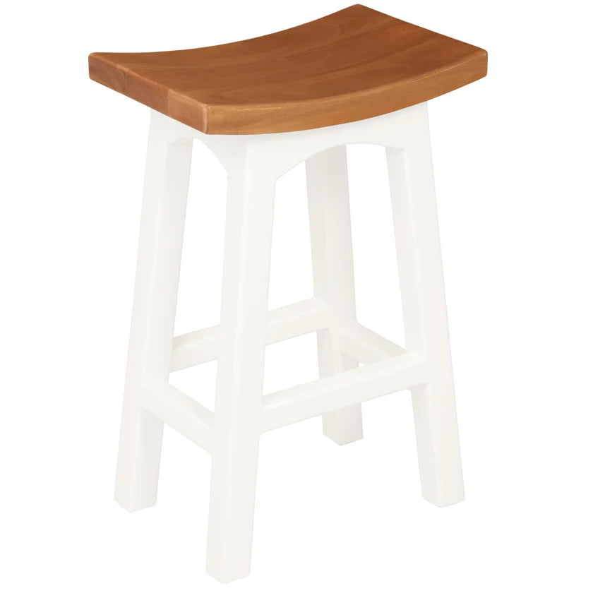 Tokyo Solid Timber Kitchen Counter Stool - White Caramel