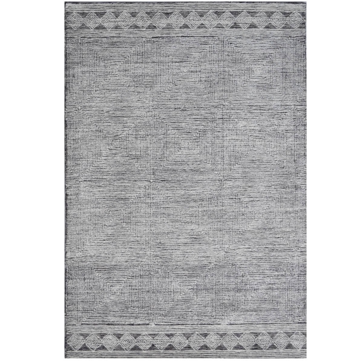 Tonal Design Handmade Woolen Rug - Grey (Available in 3 Sizes)