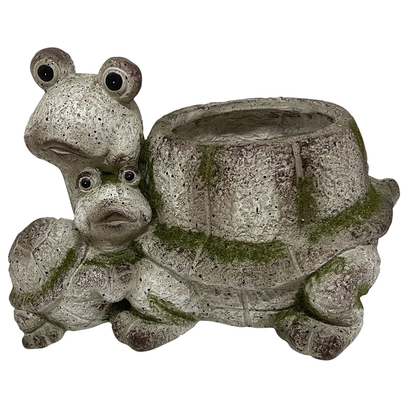 Tortoise with Baby Planter With Hole & Plug 38cms