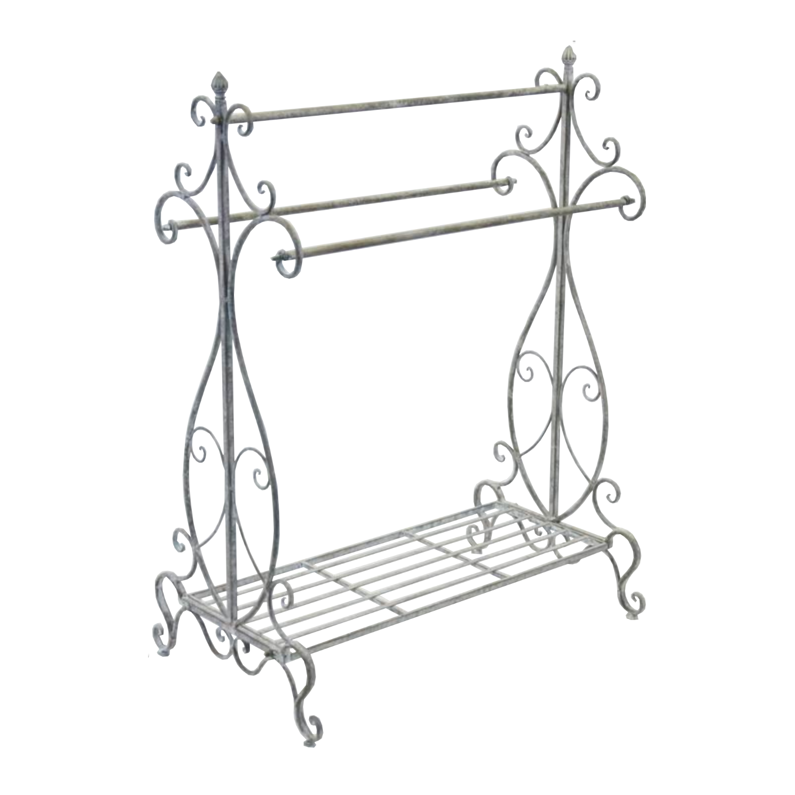 Towel Rack Metal Stand - Antique Grey Wash