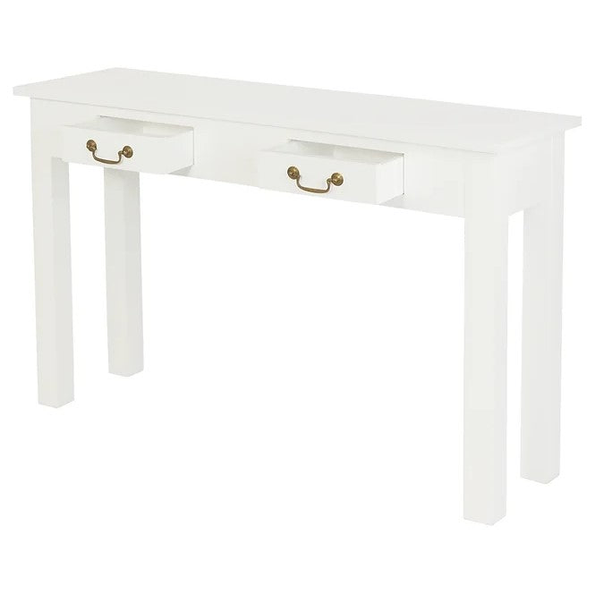 Traditional 2-Drawer Straight Leg Sofa Table - White