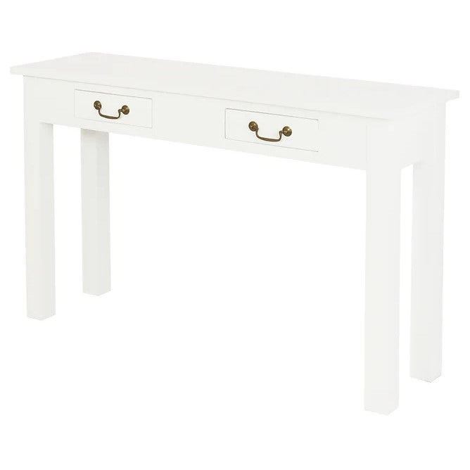 Traditional 2-Drawer Straight Leg Sofa Table - White