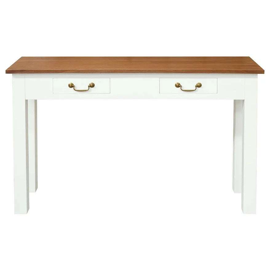 Traditional 2-Drawer Straight Leg Sofa Table - White Caramel