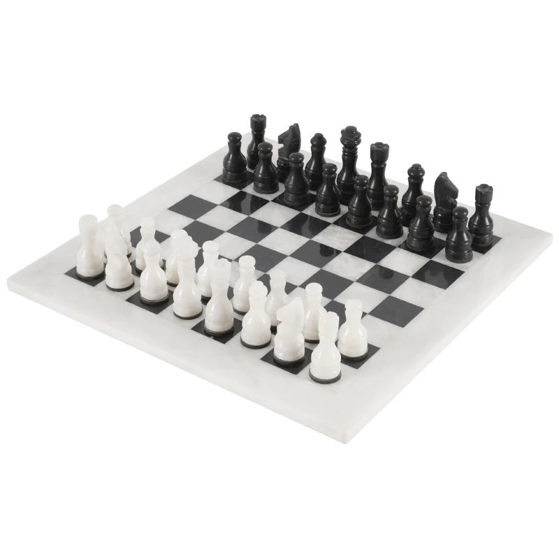 Traditional Handmade Marble Chess Set 30cms - White & Black