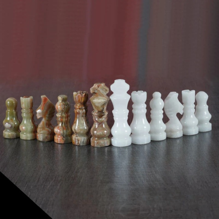 Traditional Handmade Marble Chess Set 30cms - White & Green