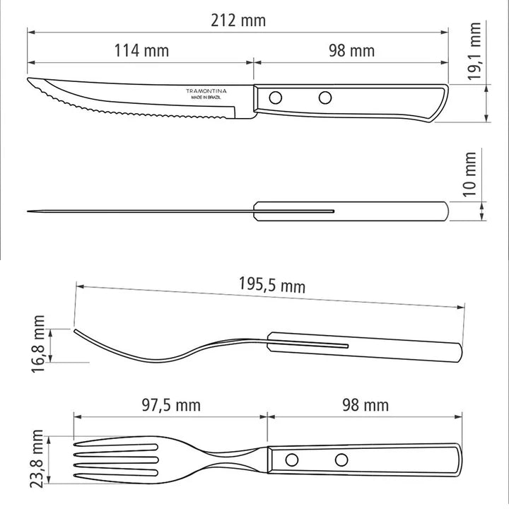 Tramontina 12-Piece Stainless-Steel with Red Polywood Handles