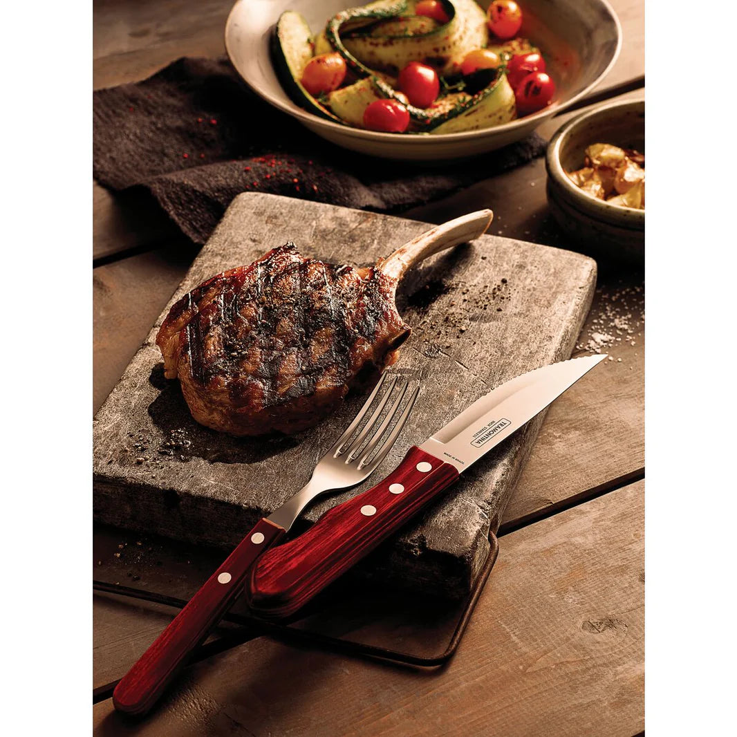 Tramontina 4-Piece Jumbo Steak Kinife Set with Polywood Handles