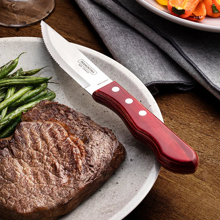 Tramontina 4-Piece Jumbo Steak Kinife Set with Polywood Handles