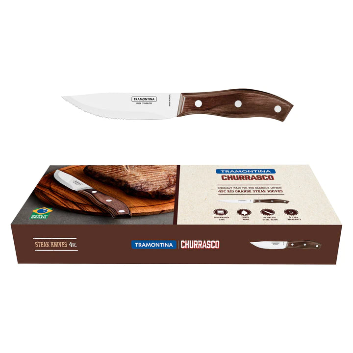 Tramontina Churrasco Brown Rio Grande Steak Knife 4Pcs Gift Set