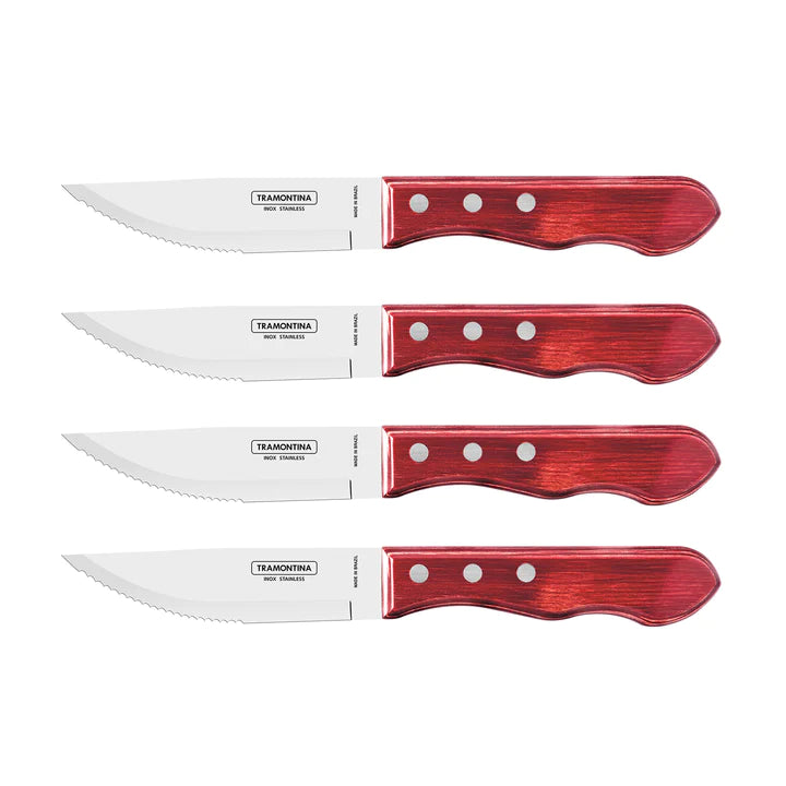 Tramontina Churrasco Jumbo Red Steak Knife Set 4Pcs Gift Set