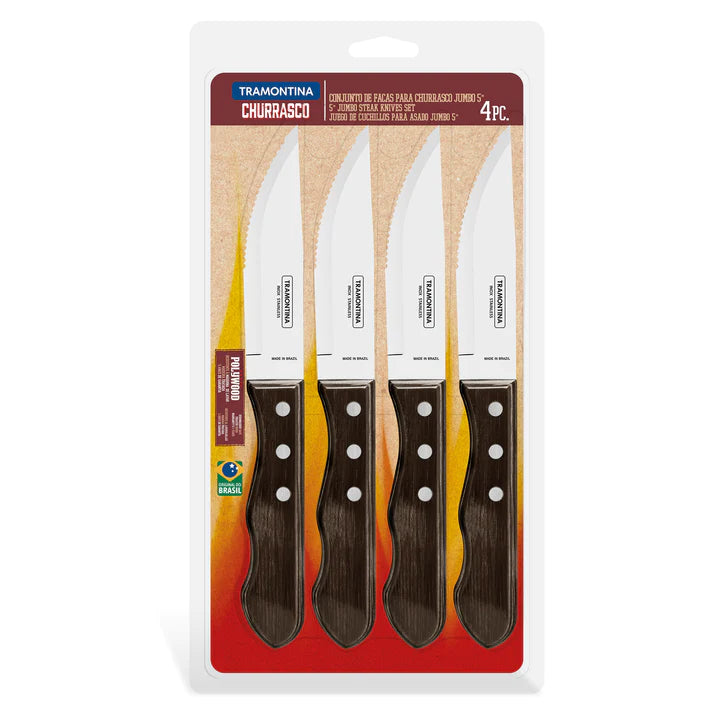 Tramontina Churrasco Jumbo Brown Steak Knife Set 4Pcs