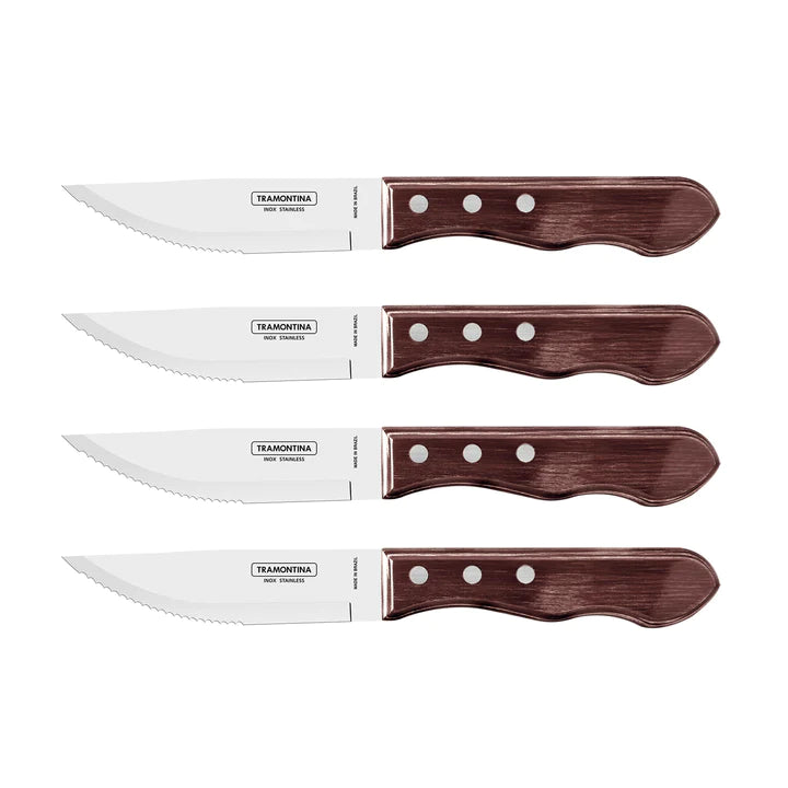 Tramontina Churrasco Jumbo Brown Steak Knife Set 4Pcs Gift Set