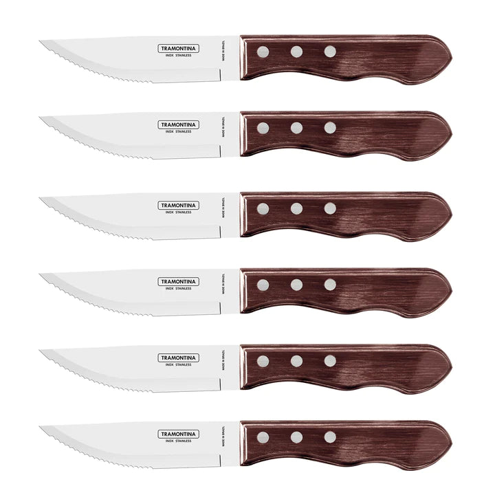 Tramontina Churrasco Jumbo Brown Steak Knife Set 6Pcs Gift Set