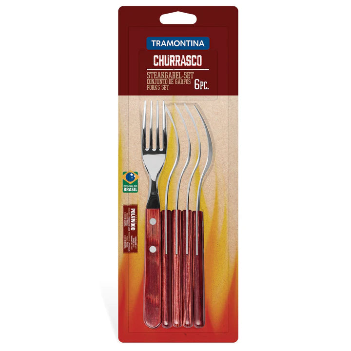 Tramontina Churrasco Red 6 Pcs Jumbo Table Fork Set