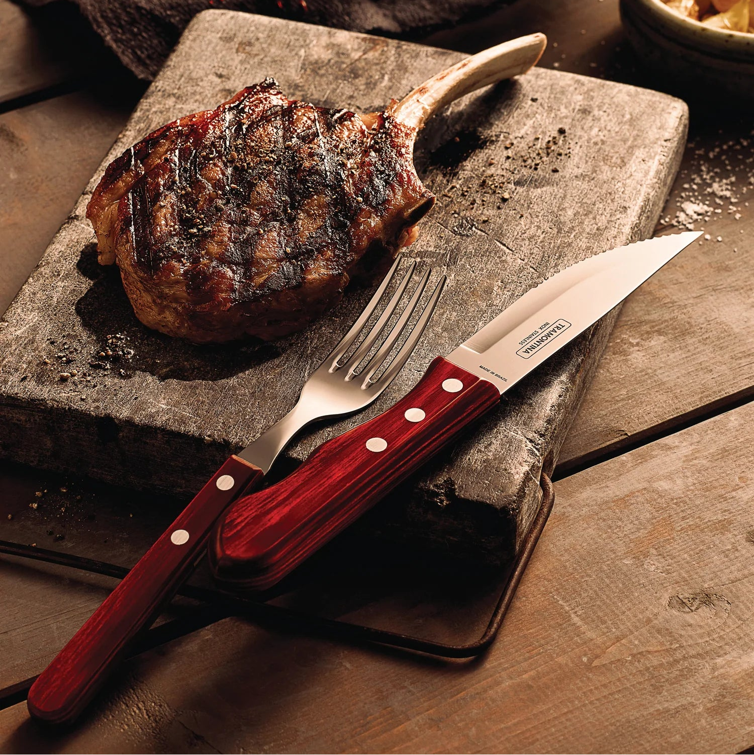 Tramontina Jumbo Steak Knife with Red Polywood Handle 5"