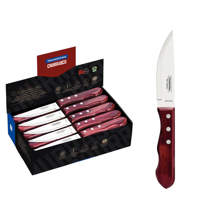 Tramontina Jumbo Steak Knife with Red Polywood Handle 5"