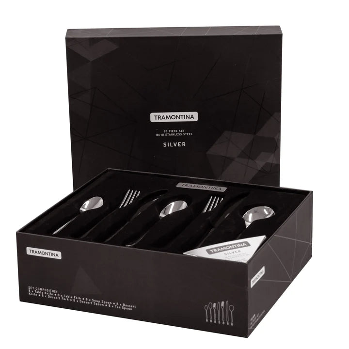 Tramontina Silver Cutlery Set, 56 Pcs