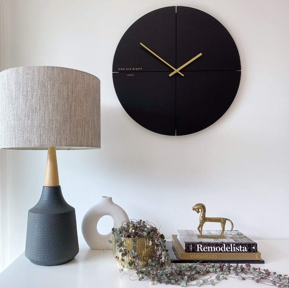 Tranquil Touch Black Silent Wall Clock 60cms