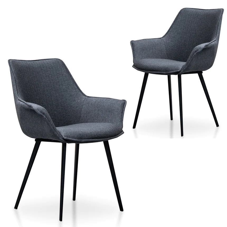 Tranquil Tufted Dining Chair - Charcoal Grey (Set of 2)