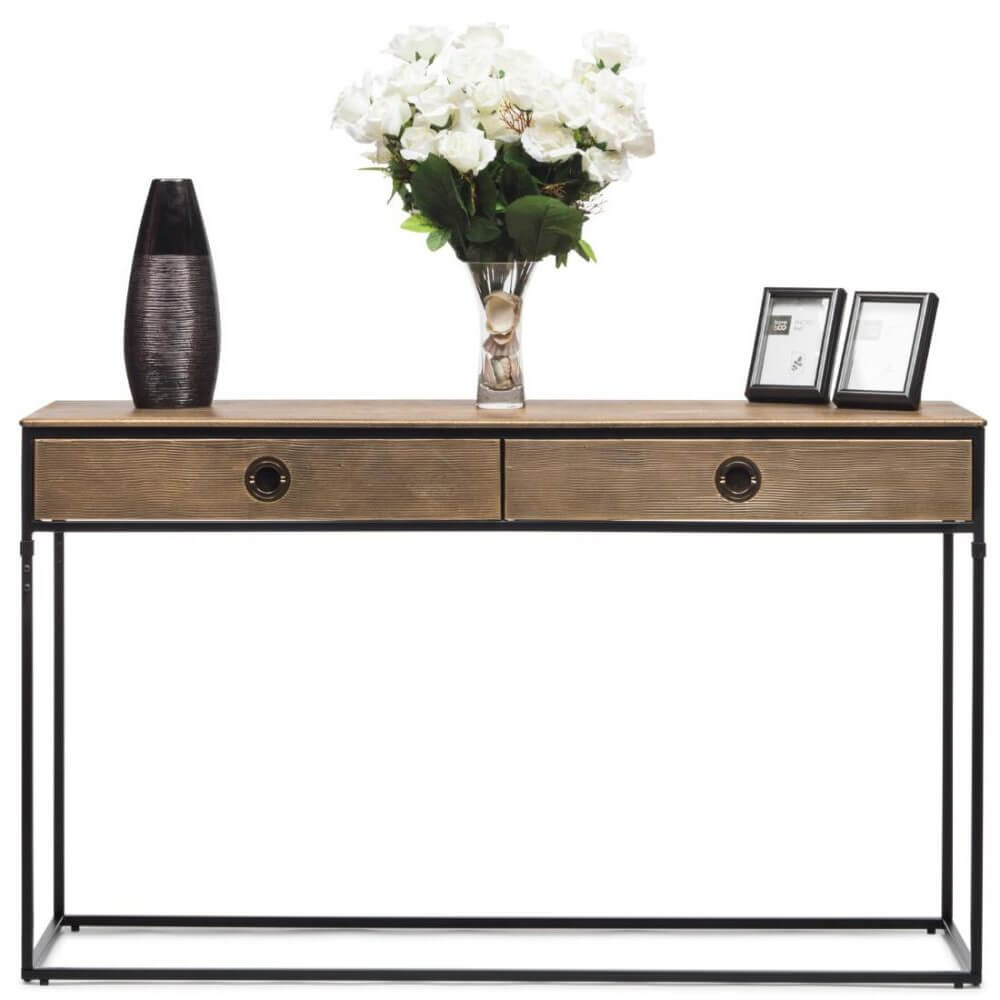 Trendy Iron Console Table with Storage Drawers