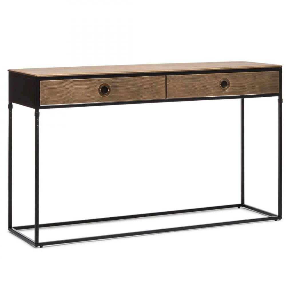 Trendy Iron Console Table with Storage Drawers