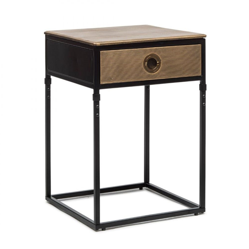 Trendy Iron Side Table with Storage Drawer