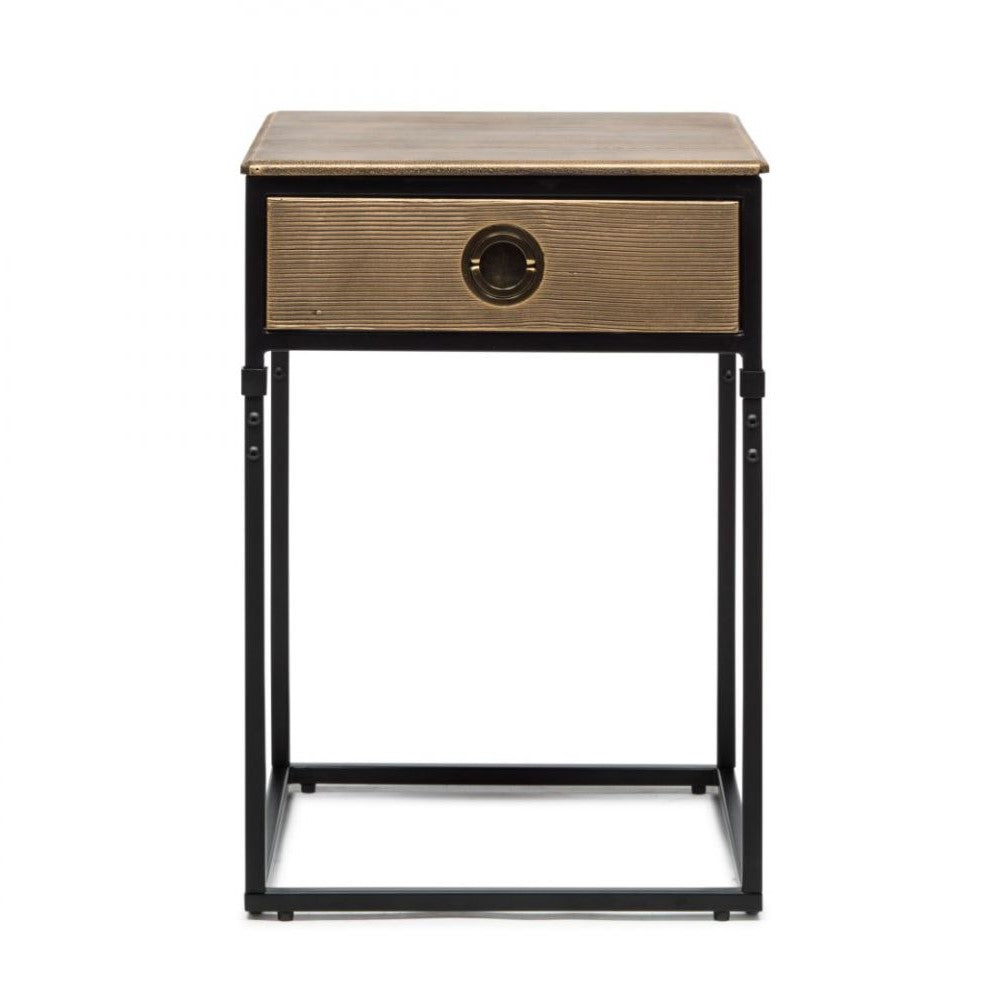 Trendy Iron Side Table with Storage Drawer