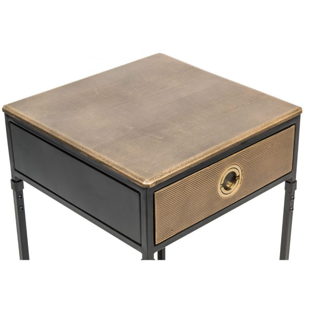 Trendy Iron Side Table with Storage Drawer