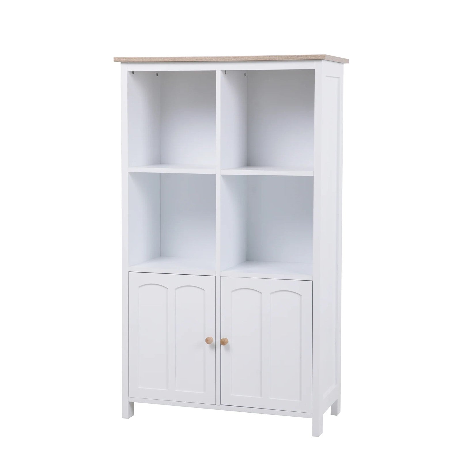 Trendy White Bookcase with Double Doors