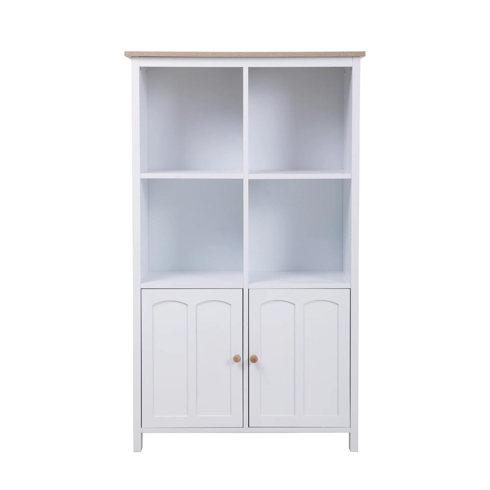 Trendy White Bookcase with Double Doors