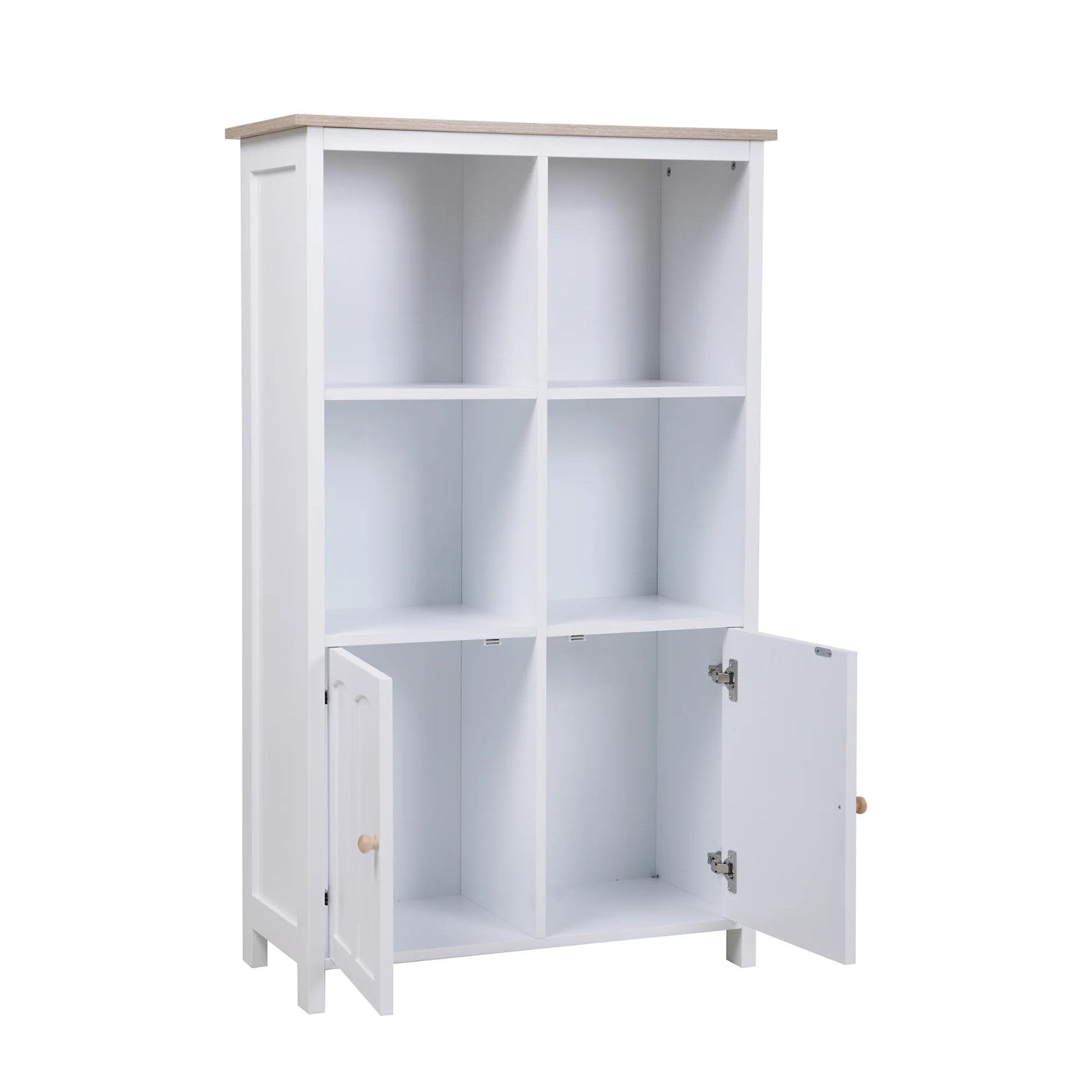 Trendy White Bookcase with Double Doors