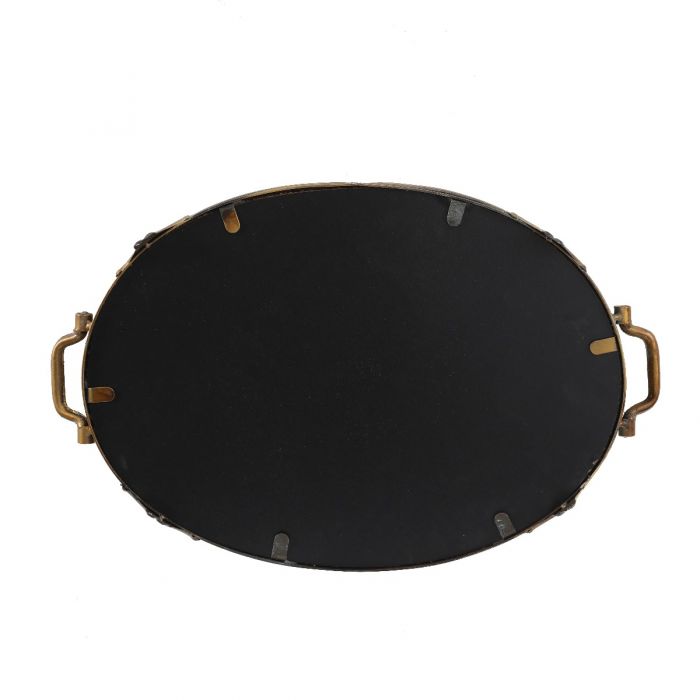 Trevi Oval Gold Ornate Mirrored Serving Tray - Gold Wash