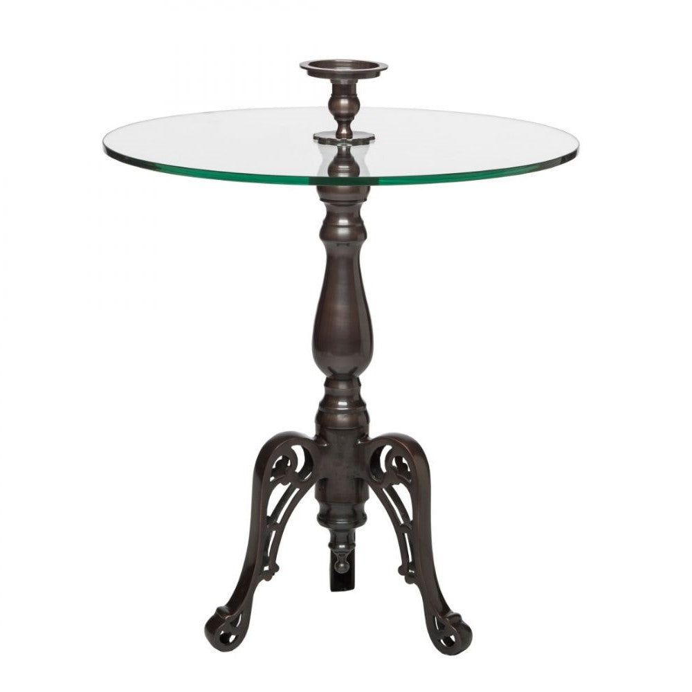 Tripod Round Glass Coffee Table With Candle Holder