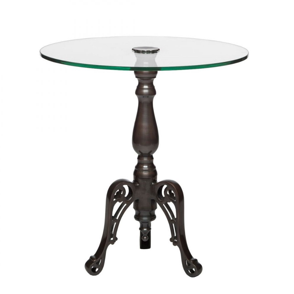 Tripod Round Glass Coffee Table With Candle Holder